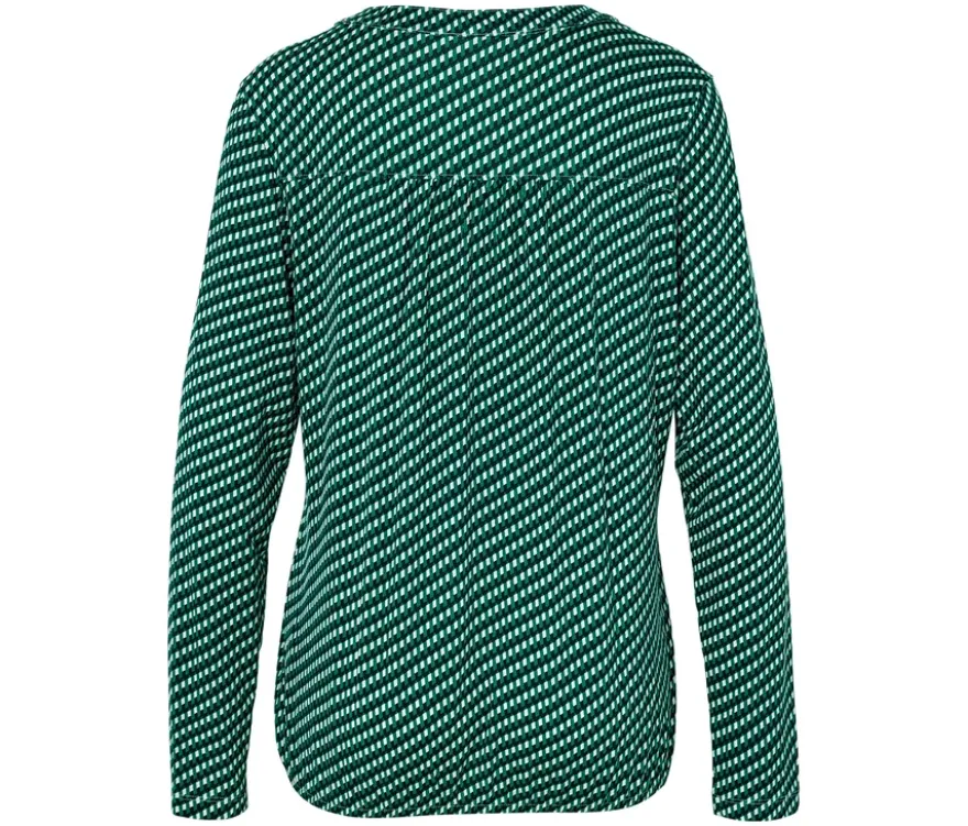 Bedrucktes Blusenshirt, grün-dunkelblau-weiß