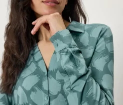 Bedrucktes Blusenshirt mit Knopfleiste