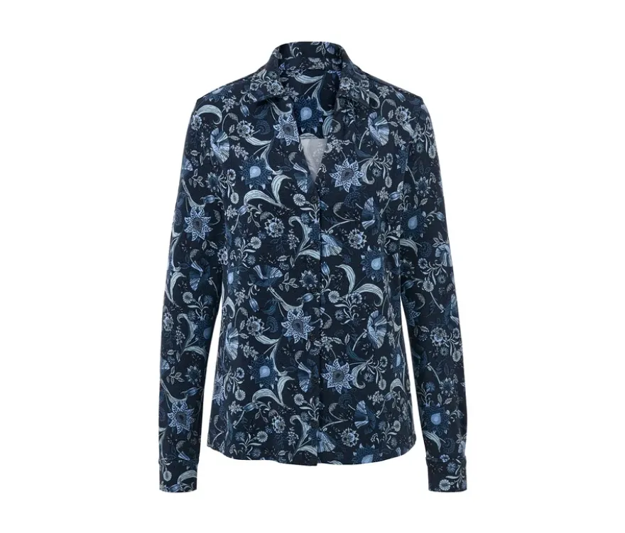 Bedrucktes Blusenshirt mit Knopfleiste
