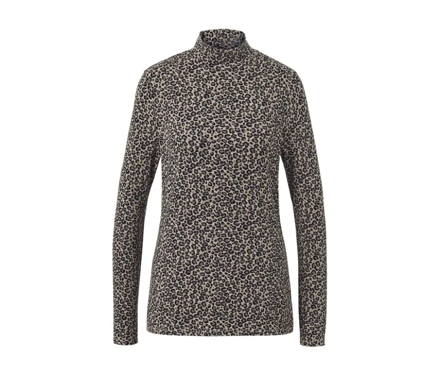 Bedrucktes Blusenshirt mit Stehkragen