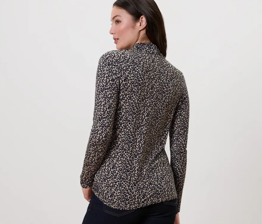 Bedrucktes Blusenshirt mit Stehkragen