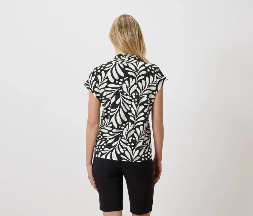 Bedrucktes Blusenshirt mit V-Ausschnitt