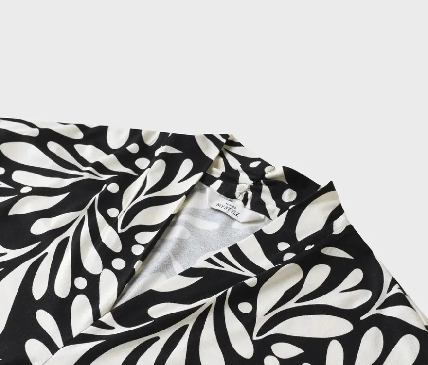 Bedrucktes Blusenshirt mit V-Ausschnitt