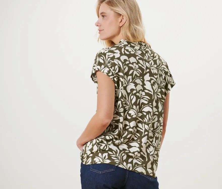 Bedrucktes Blusenshirt mit V-Ausschnitt