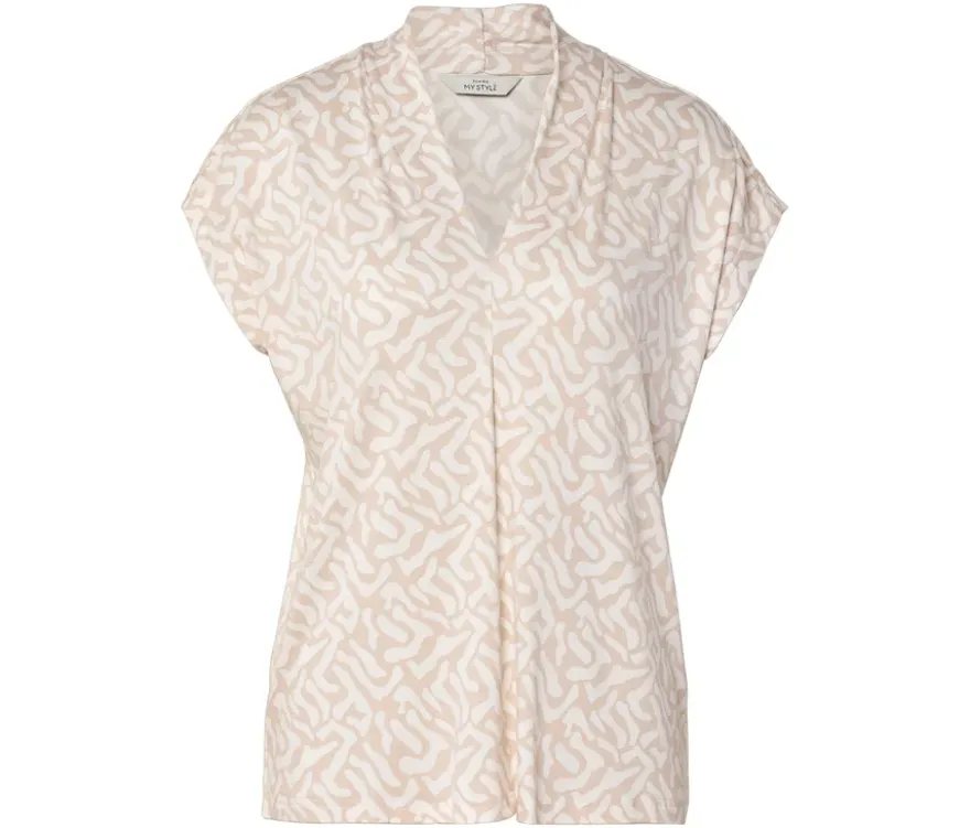 Bedrucktes Blusenshirt mit V-Ausschnitt