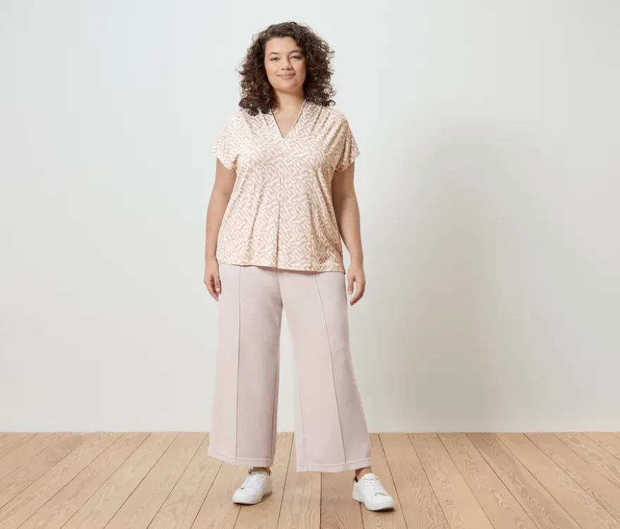 Bedrucktes Blusenshirt mit V-Ausschnitt