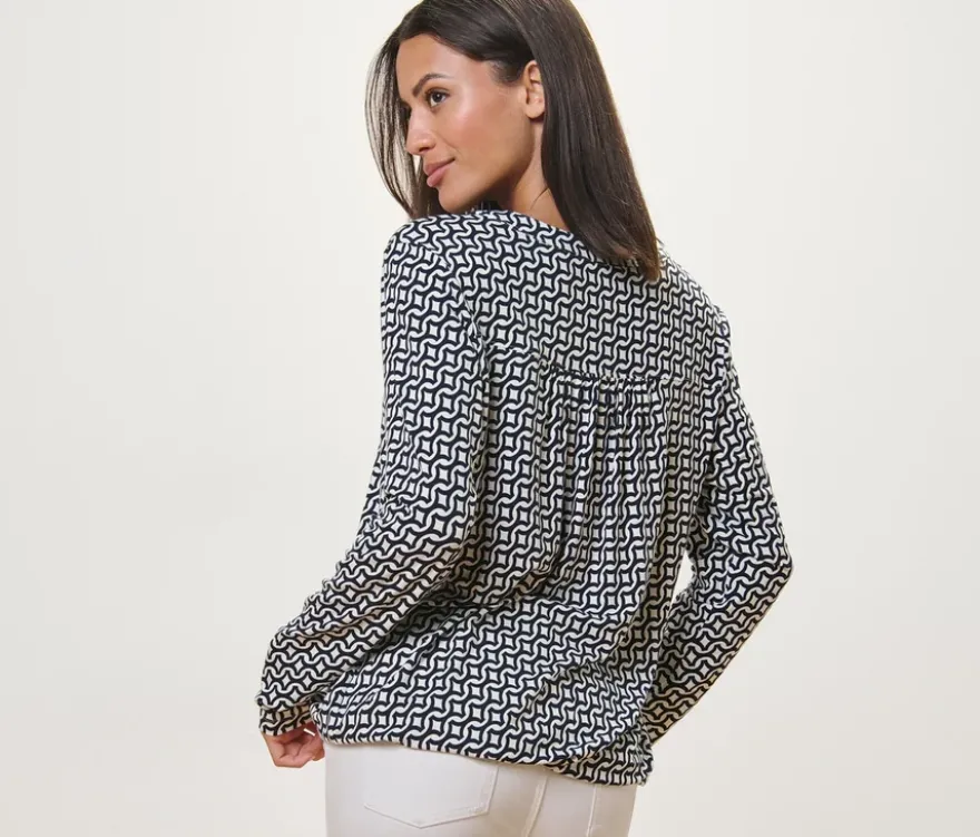Bedrucktes Blusenshirt, navy