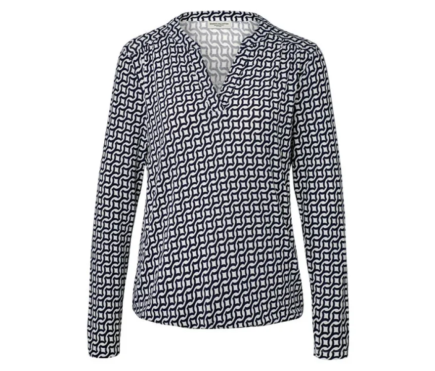Bedrucktes Blusenshirt, navy