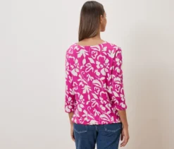 Bedrucktes Blusenshirt, pink-weißer Alloverprint