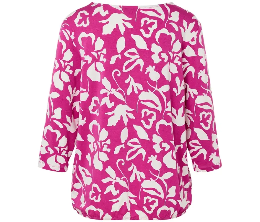 Bedrucktes Blusenshirt, pink-weißer Alloverprint