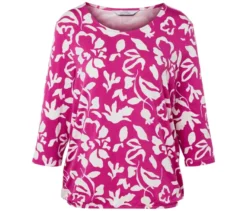 Bedrucktes Blusenshirt, pink-weißer Alloverprint
