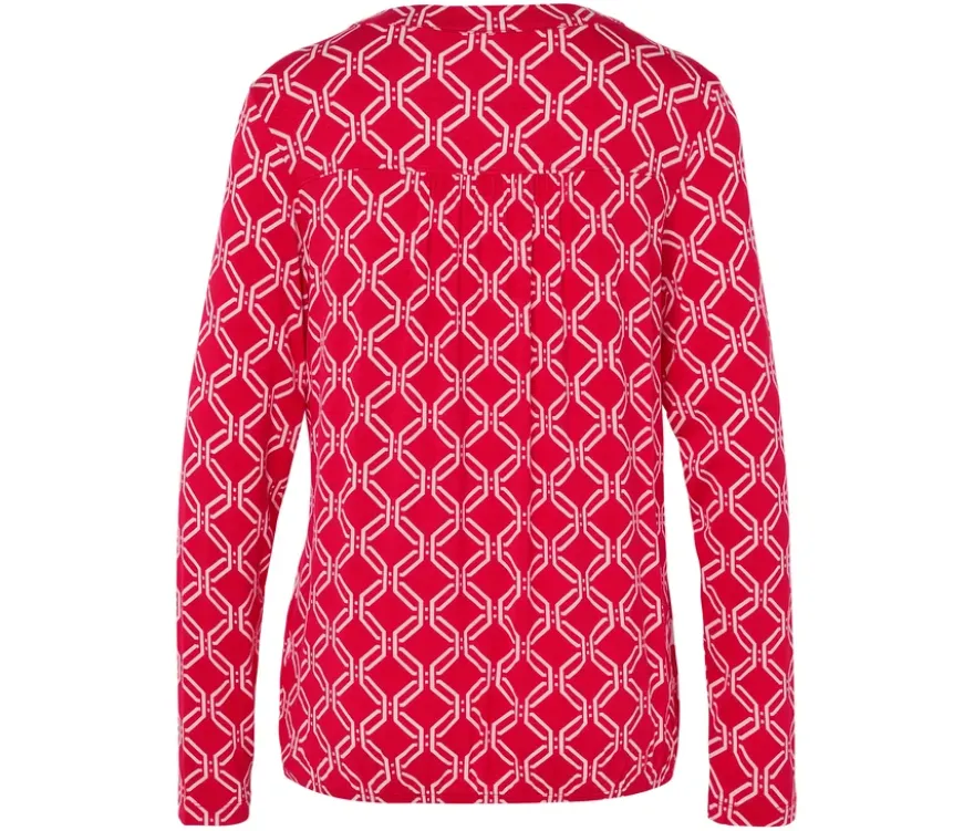Bedrucktes Blusenshirt, rot-weiß