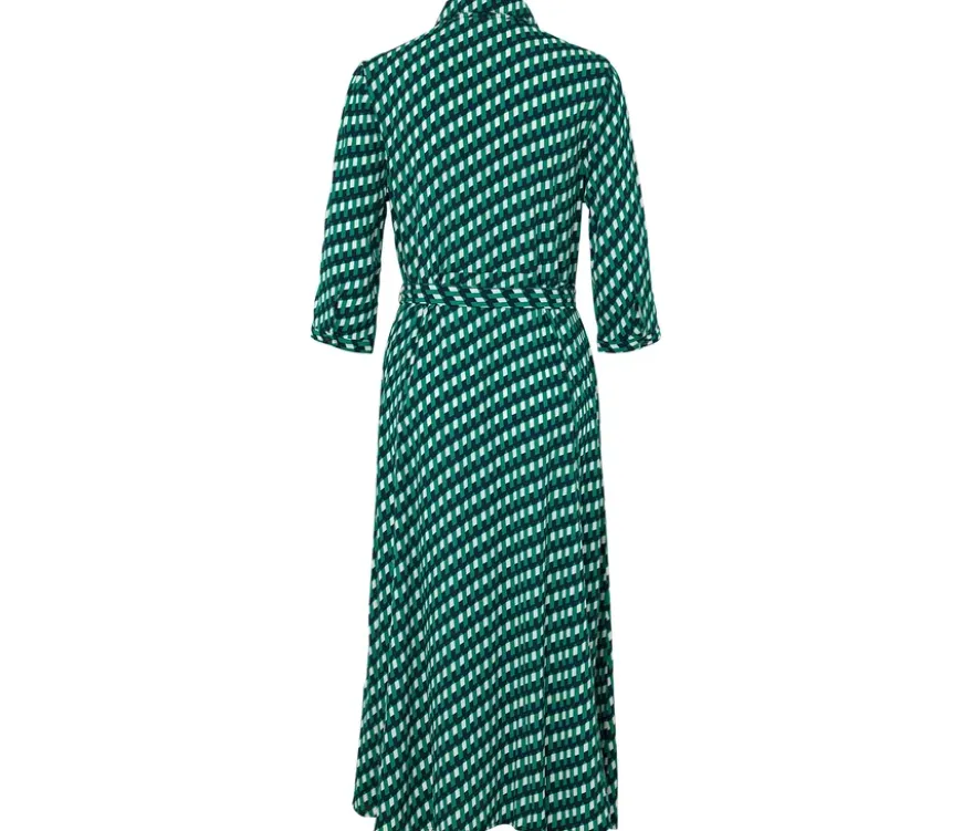 Bedrucktes Hemdblusenkleid, dunkelblau-grün-weiß