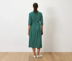 Bedrucktes Hemdblusenkleid, dunkelblau-grün-weiß