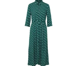 Bedrucktes Hemdblusenkleid, dunkelblau-grün-weiß