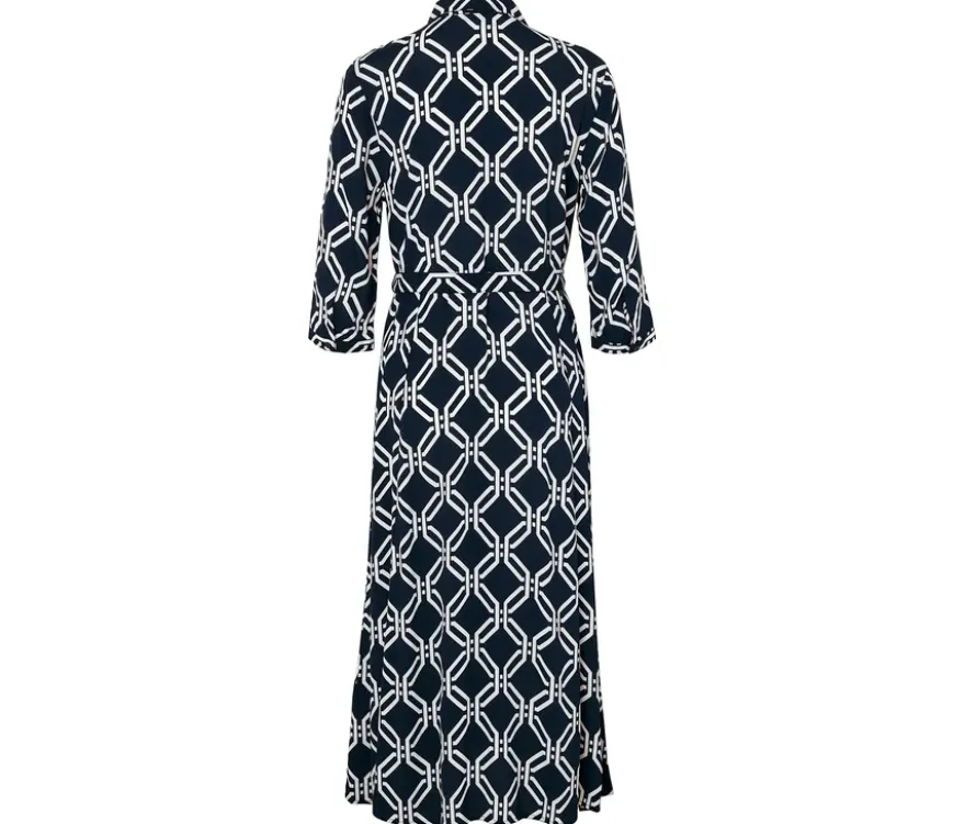 Bedrucktes Hemdblusenkleid, dunkelblau-weiß