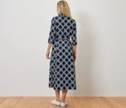 Bedrucktes Hemdblusenkleid, dunkelblau-weiß