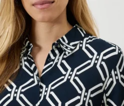 Bedrucktes Hemdblusenkleid, dunkelblau-weiß