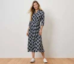 Bedrucktes Hemdblusenkleid, dunkelblau-weiß