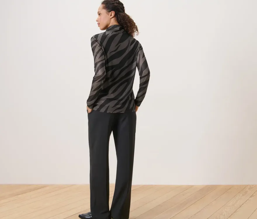 Bedrucktes Mesh-Rollkragenshirt
