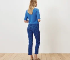 Bedruckte Stretchhose, kobaltblau