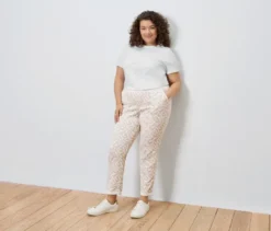 Bedruckte Sweatpants, sandfarben