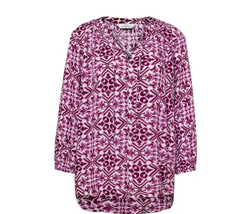 Bedruckte Tunika-Bluse, berry