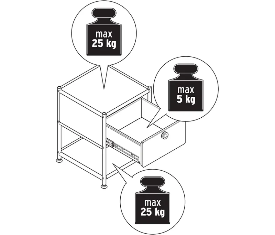 Beistelltisch Metall »CN3« mit 1 Schublade