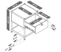 Beistelltisch Metall »CN3« mit 1 Schublade