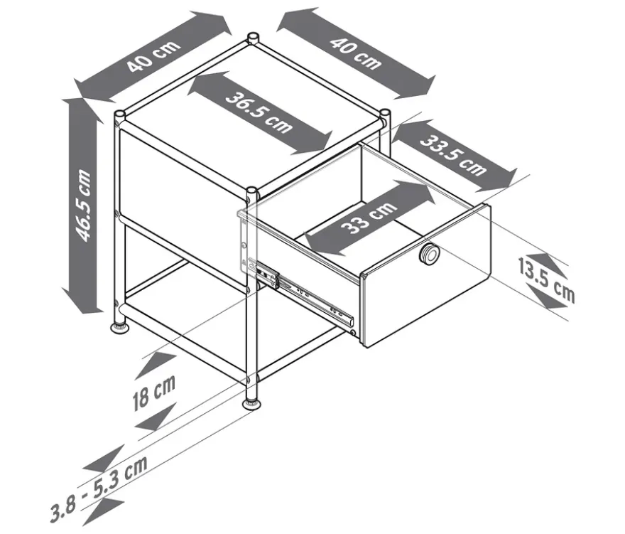 Beistelltisch Metall »CN3« mit 1 Schublade