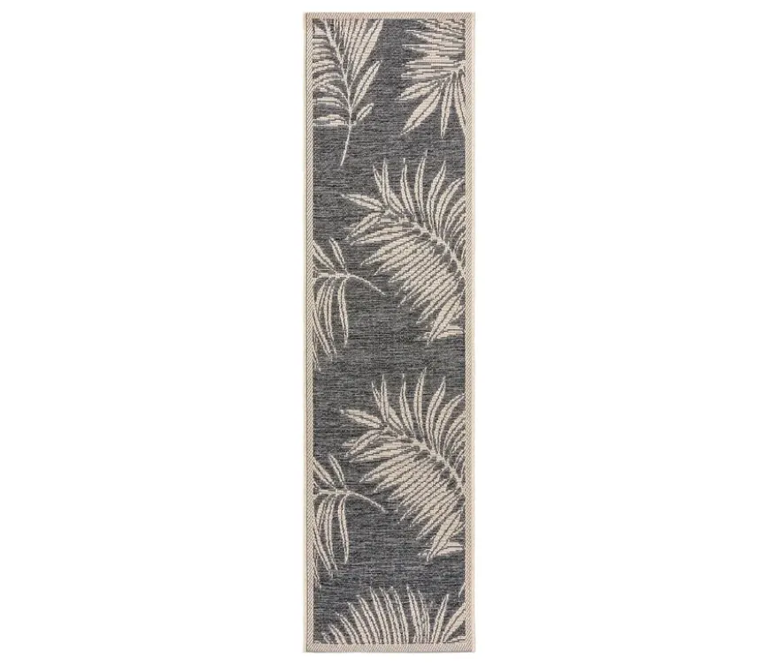 benuta Indoor-und-Outdoor-Läufer »River«, ca. 67 x 240 cm, blau mit Palmenblättern