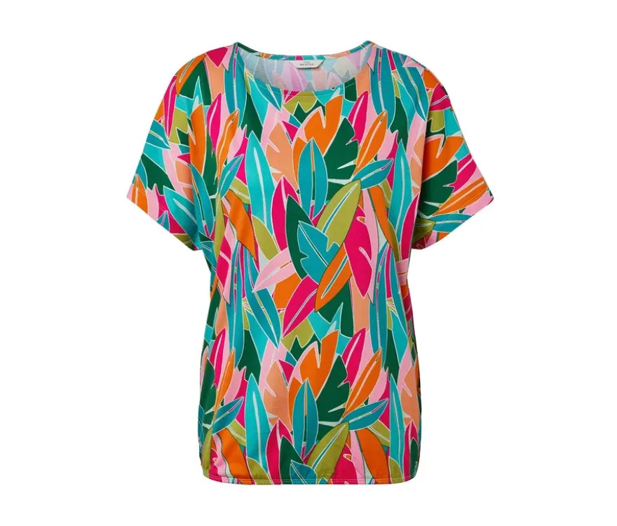 Überschnittenes Blusenshirt, Alloverprint