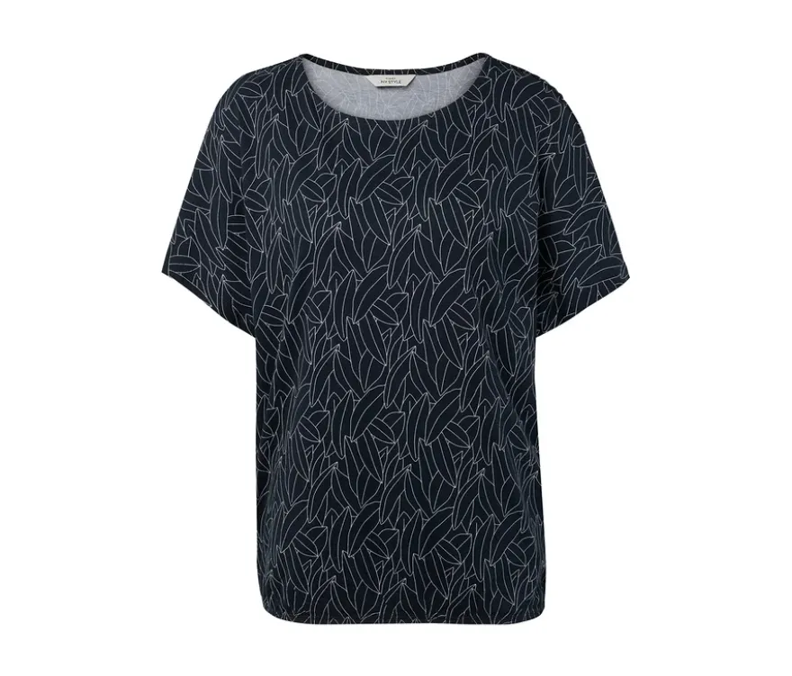 Überschnittenes Blusenshirt, dunkelblau