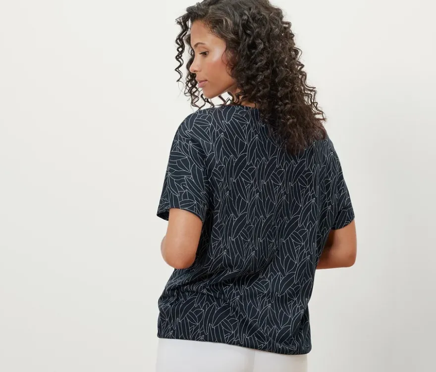 Überschnittenes Blusenshirt, dunkelblau