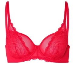 Bügel-BH mit Spitze, flamingorot