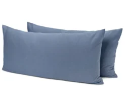 2 Biber-Kopfkissenbezüge, blau, ca. 80 x 40 cm