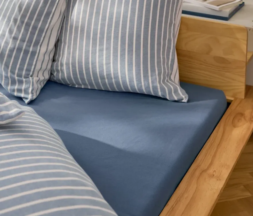 Biber-Spannbettlaken, Doppelgröße, blau