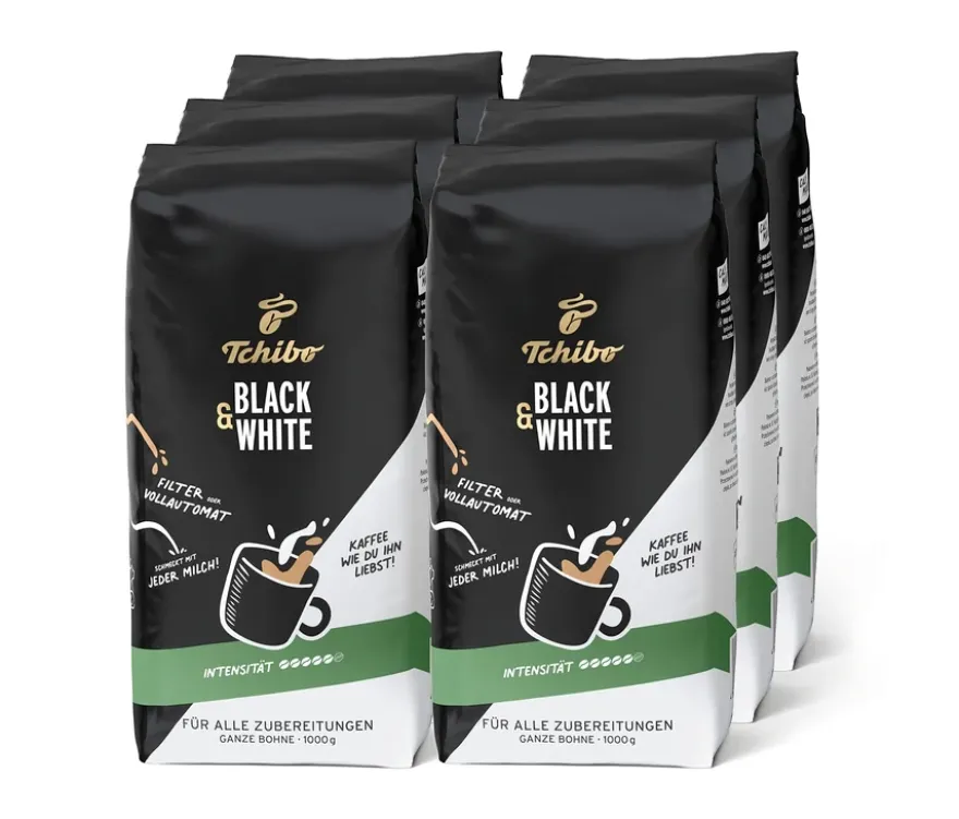 BLACK & WHITE - 6 x 1 kg Ganze Bohne