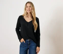 Blusenshirt aus Modal-Mix, schwarz
