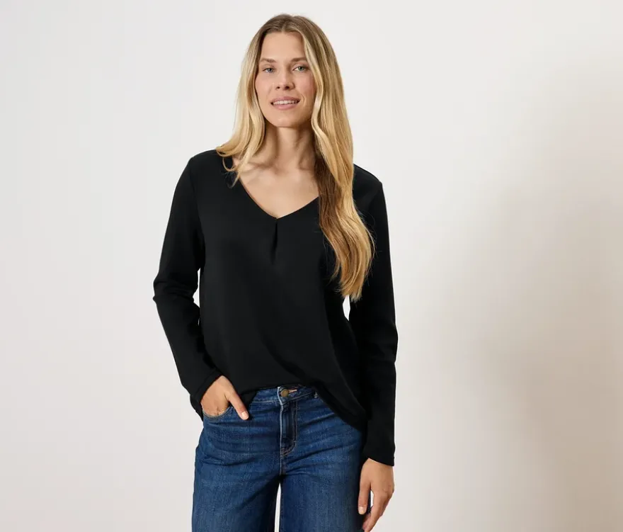 Blusenshirt aus Modal-Mix, schwarz