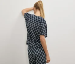 Blusenshirt, dunkelblau mit Minimalprint