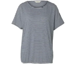 Blusenshirt, dunkelblau-weiß gestreift