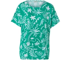 Blusenshirt, grün mit Alloverprint
