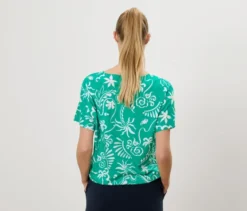 Blusenshirt, grün mit Alloverprint