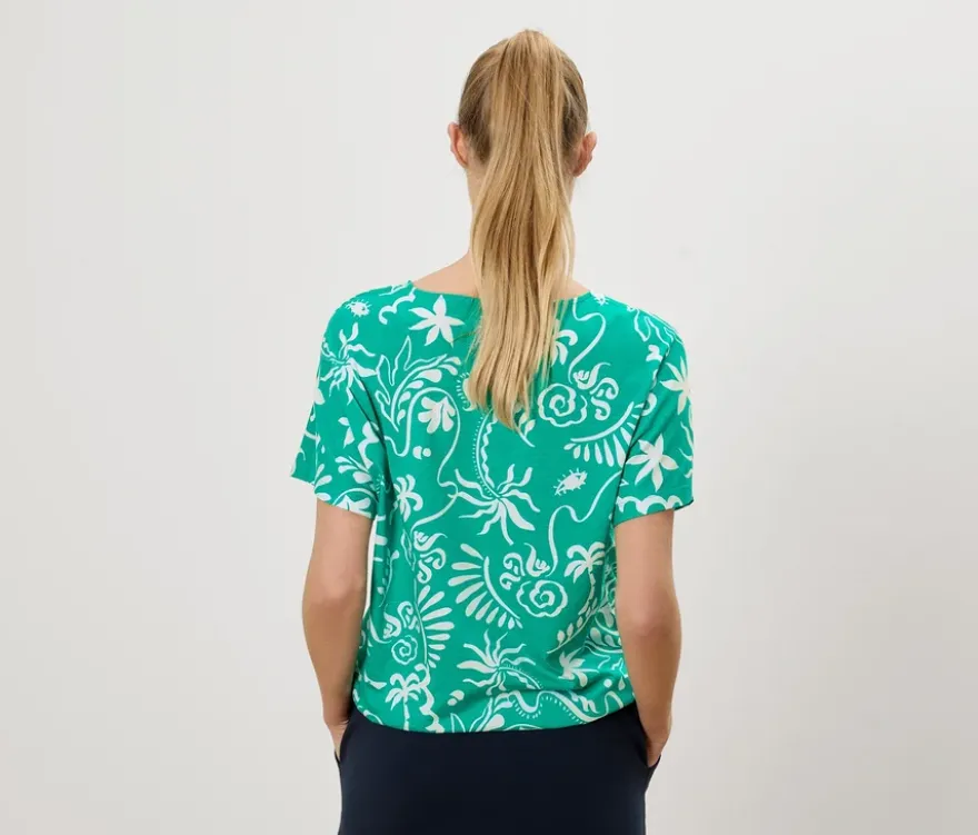 Blusenshirt, grün mit Alloverprint