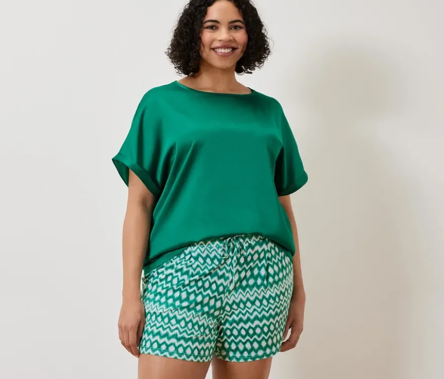 Blusenshirt im Materialmix, aqua