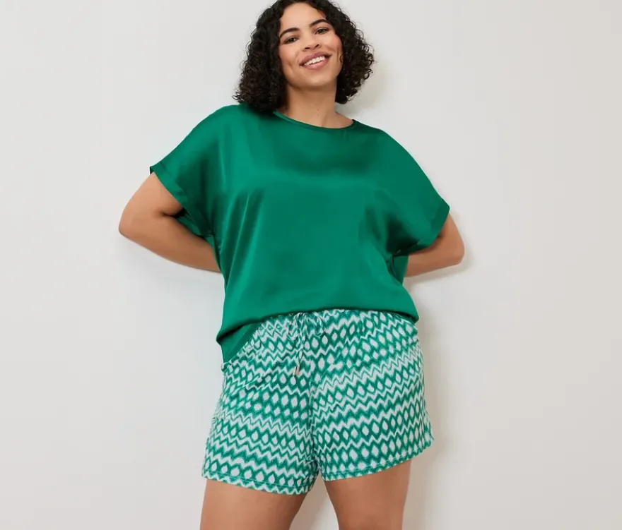 Blusenshirt im Materialmix, aqua