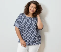 Blusenshirt, Minimal-Alloverprint