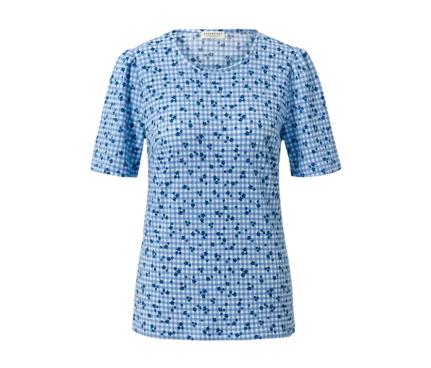 Blusenshirt mit Alloverprint, blau