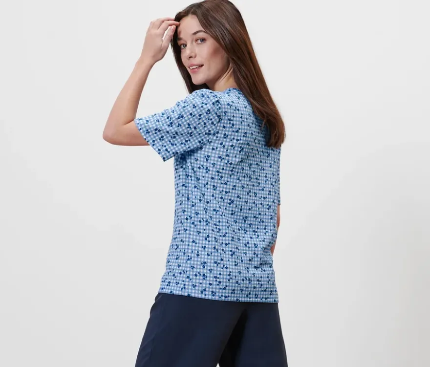 Blusenshirt mit Alloverprint, blau